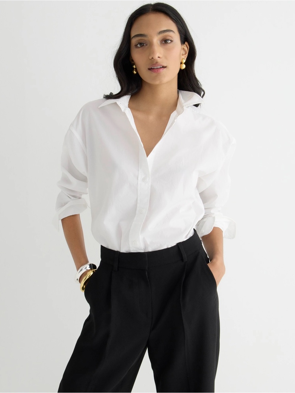 NEW J. Crew Relaxed-fit crisp cotton poplin shirt